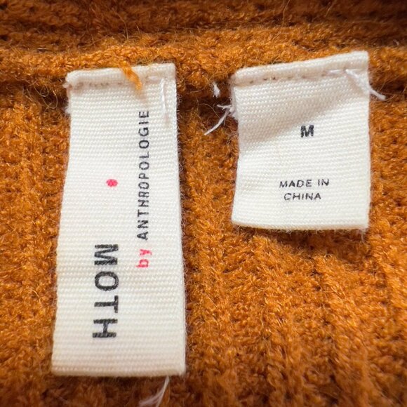 Anthropologie MOTH Rust Orange Tie-Front Sweater Size M - Picture 8 of 10
